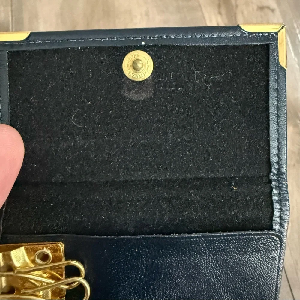 Vintage Princess Gardner Key Pouch Full Grain Cowhide Navy‎ Blue Gold Papers